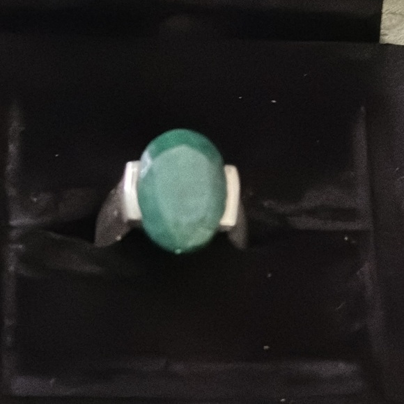 SOLD sterling silver 6 carat raw emerald ring - Picture 2 of 3